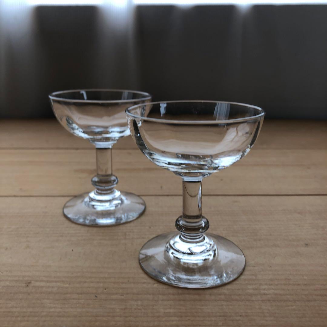 古いシャンパンクープ　２脚　食前酒・食後酒グラス　リキュールグラス　no.123