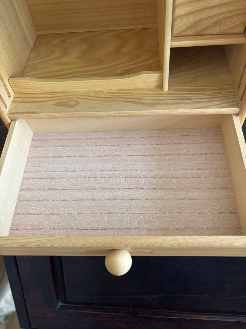 木製蛇腹コスメボックス ミラー 引き出し収納付き 美品