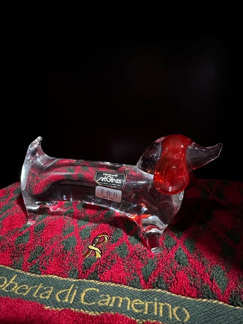 ダックスフントガラス工芸品