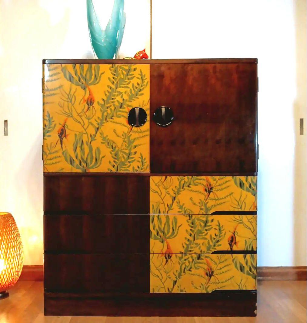 昭和レトロ　箪笥　キャビネット　金魚　着物　着物箪笥 キッチュ