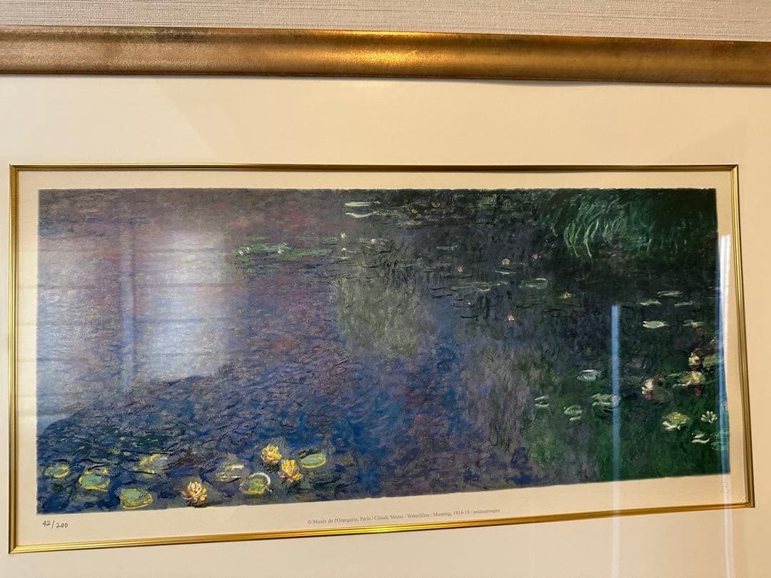 クロード・モネ 睡蓮 リトグラフ 約70cm x 30cm