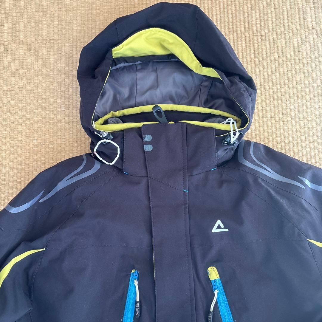 スキーウェア上下　メンズ 黒/黄 フード付き