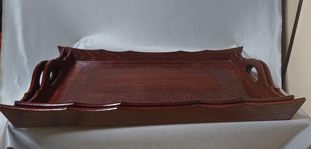 茶道具　　葡萄紋　通盆　佐藤豊樵造　共箱　１対