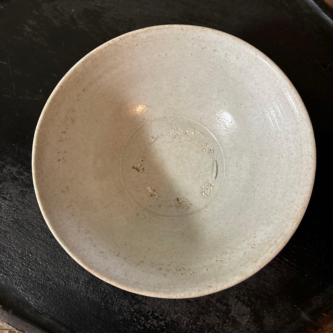 李朝　朝鮮王朝堅手鉢　白磁　茶碗　古民芸　韓国アンティーク　大茶碗　朝鮮古民具