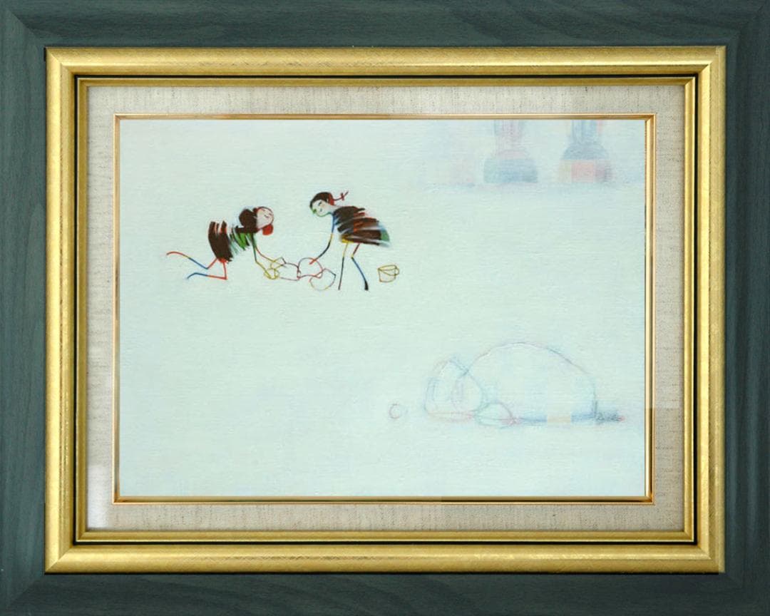 油絵 菅家令子 絵 絵画 インテリア F4-081614 人物 可愛い蟻さんたち