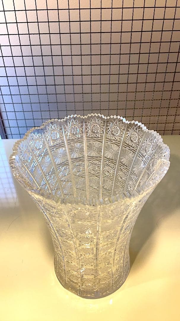 【未使用】ボヘミアグラス　500PK　花瓶　　クリスタルグラス【アンティーク】