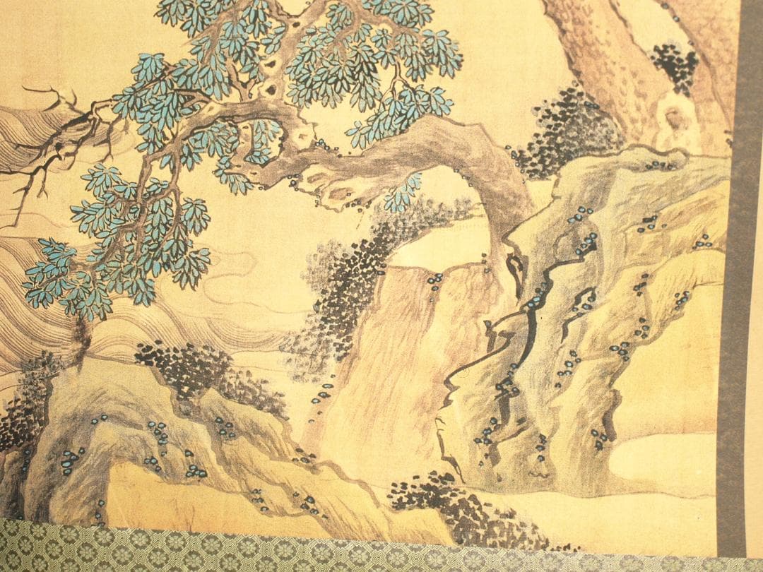 中国清時代 任熊作 群仙祝夀图人物掛け軸骨董品　捲り BD646A14-1