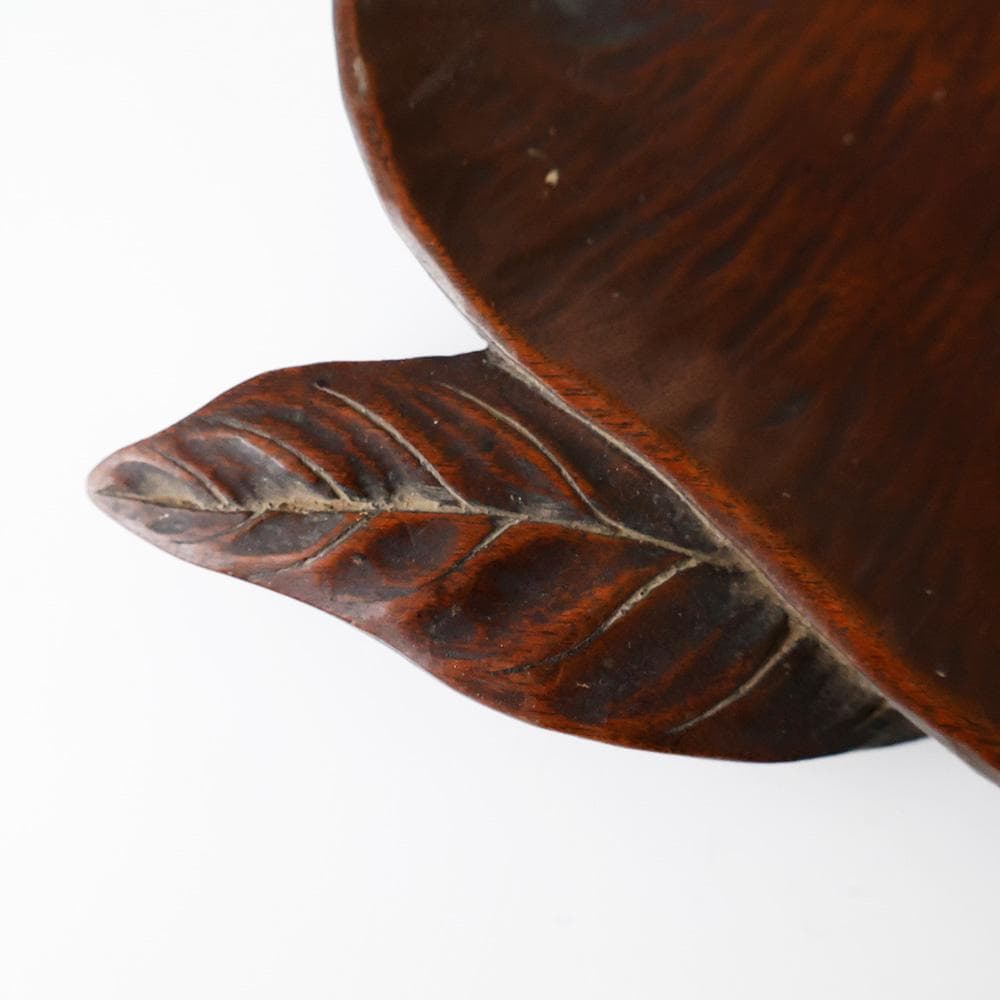 ★ CHI ★ 煎茶盆 時代唐物 木彫 葉盆 桃型葉盆 蝙蝠 煎茶道具