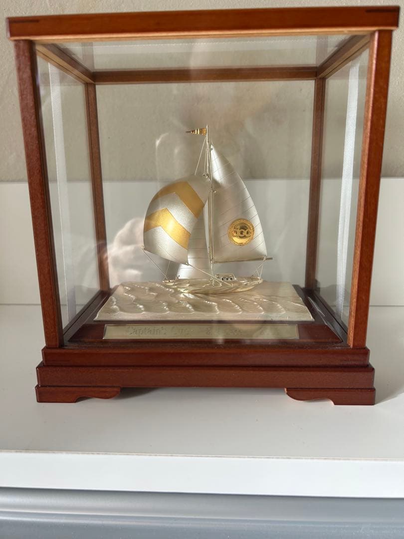 銀メッキ　ヨット模型　小型帆船模型 シルバーゴールド装飾　7号