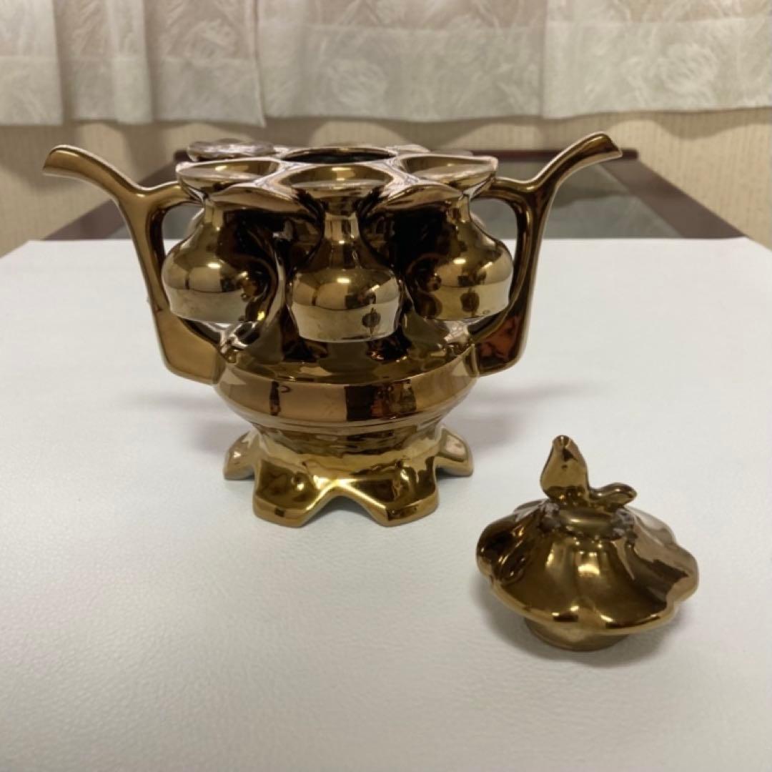 ティーポット カップ 茶器 置物 陶磁器 金色 装飾品 レトロ ヴィンテージ