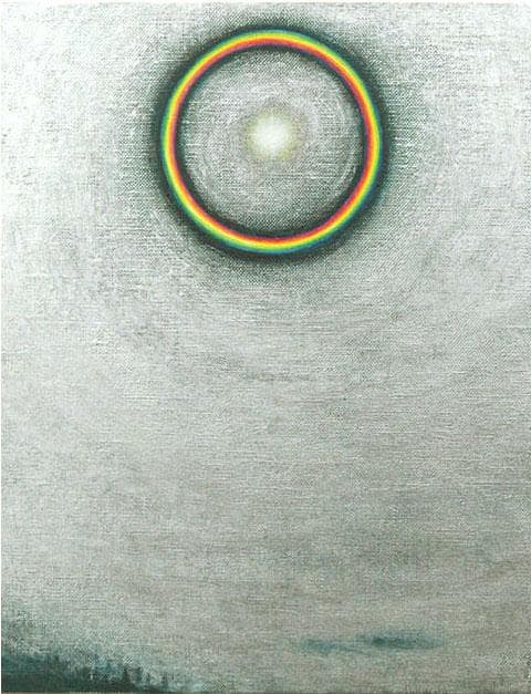 油絵 菅家令子 絵 絵画インテリア額付(青緑＋金色の枠)F3-S102023祈り