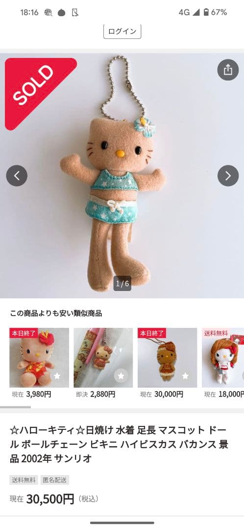 希少　日焼け足長キティ