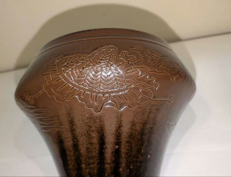 『独楽　宝尽くし』建水　膳所焼　陽炎園　茶道具　茶こぼし　茶の湯茶席茶会　共箱