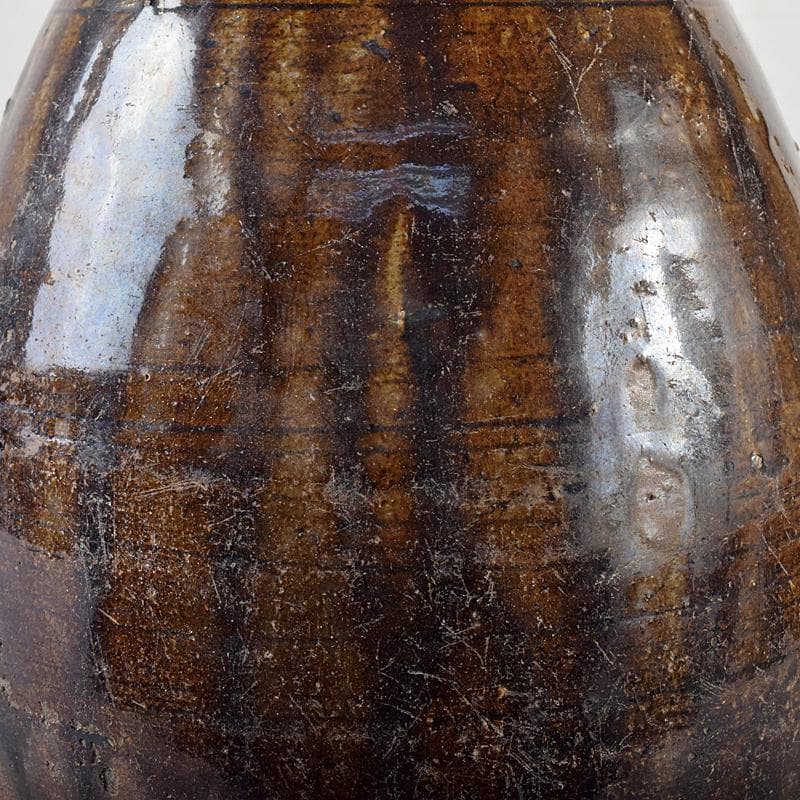 朝鮮美術　李朝　飴釉　碗口瓶　V　R8031B