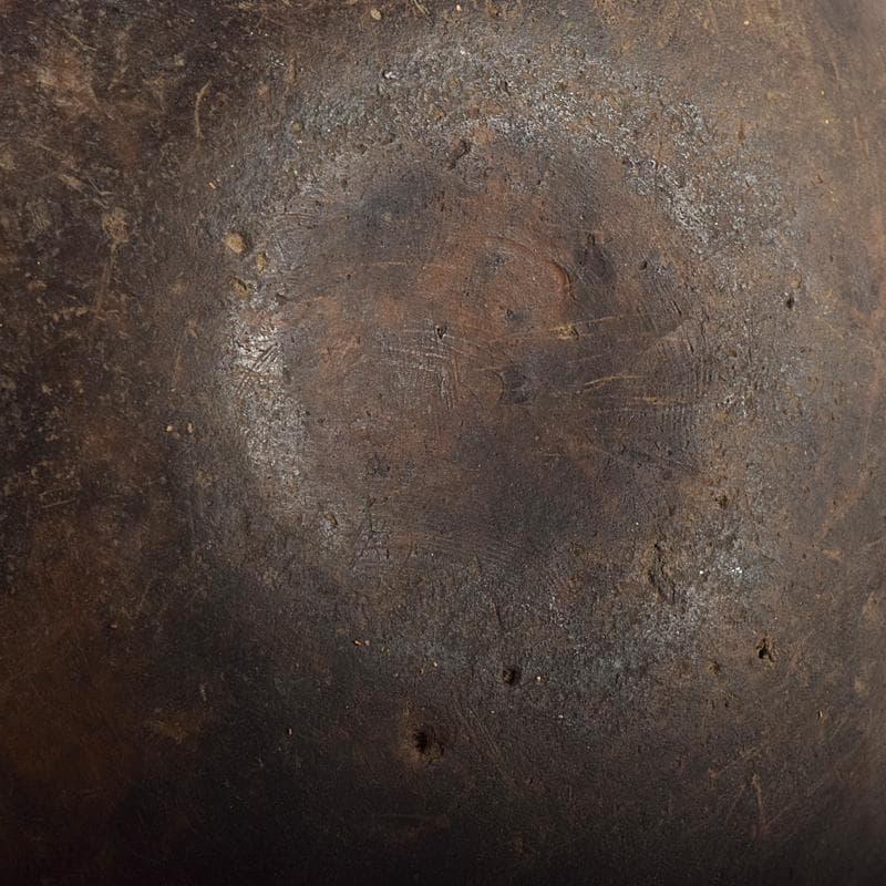 弥生式土器　黒釉　双耳丸瓶　壷　時代箱付　V　R8584B