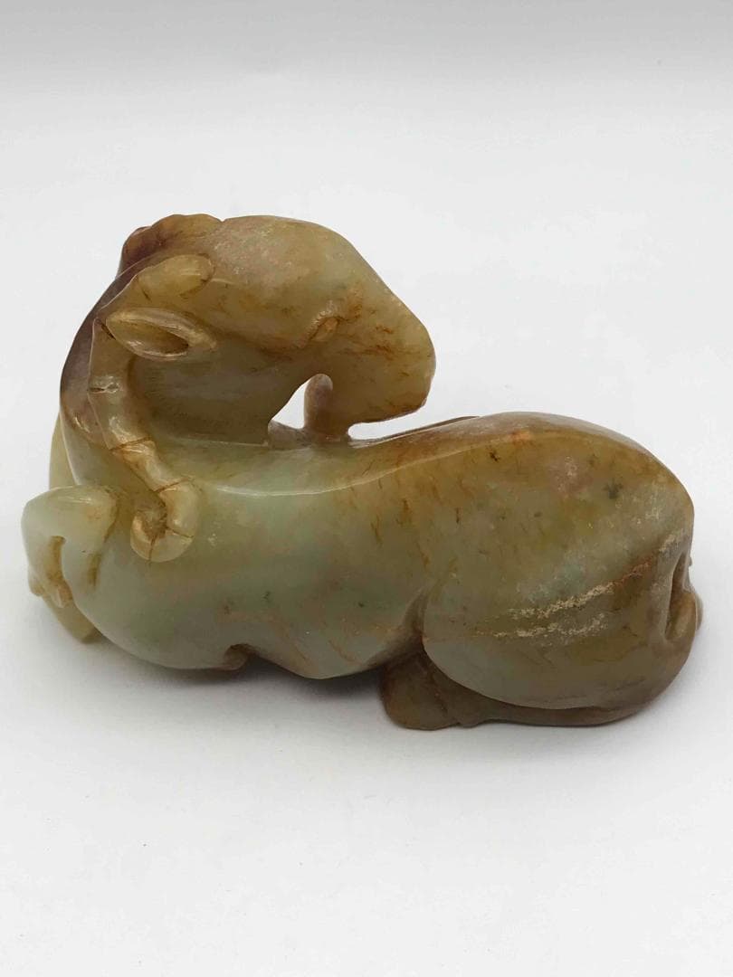 漢時代　和田玉　瑞獣　瑞馬　神駿　玉彫り　古玉石　時代物(F-33)