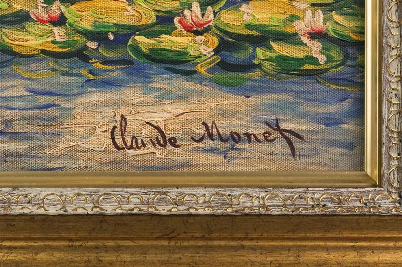 モネ　油彩　肉筆『睡蓮』表サイン　ギャラリー販売証明書　F6号　額装　b562