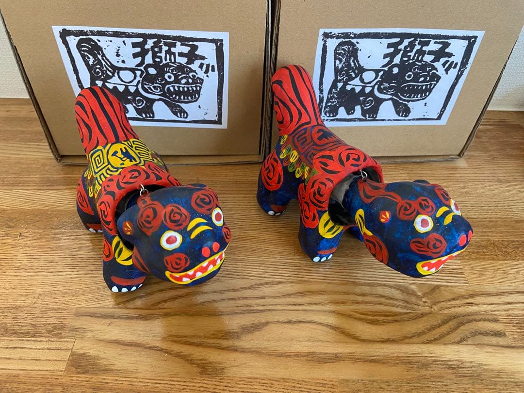 特注品 琉球張子 豊永盛人 ロードワークス シーサー2体セット 阿吽