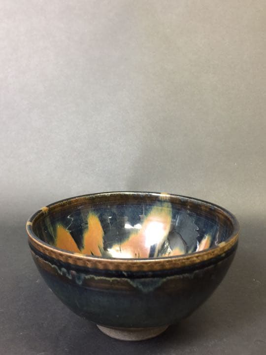 抹茶茶碗 鐵銹花磁州窯茶碗 茶道具 時代物