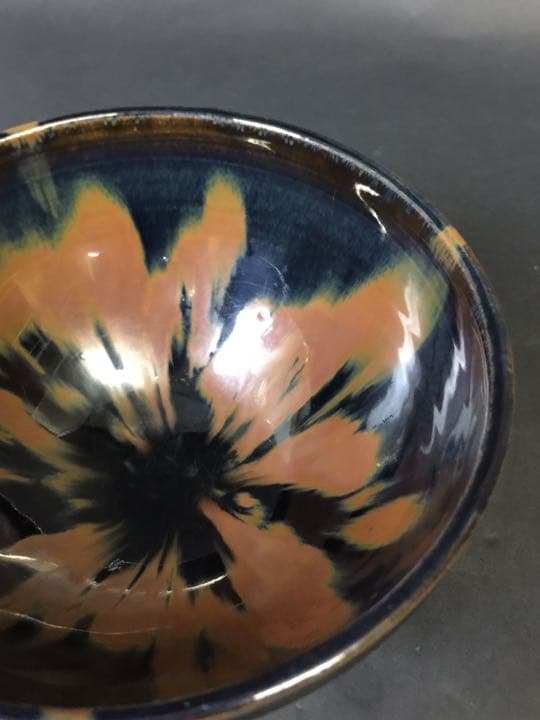 抹茶茶碗 鐵銹花磁州窯茶碗 茶道具 時代物