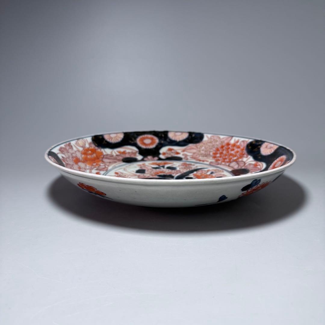 元禄伊万里　古伊万里　色絵菊花瓶文皿　約28cm　古美術　豪商旧蔵　圧倒的存在感