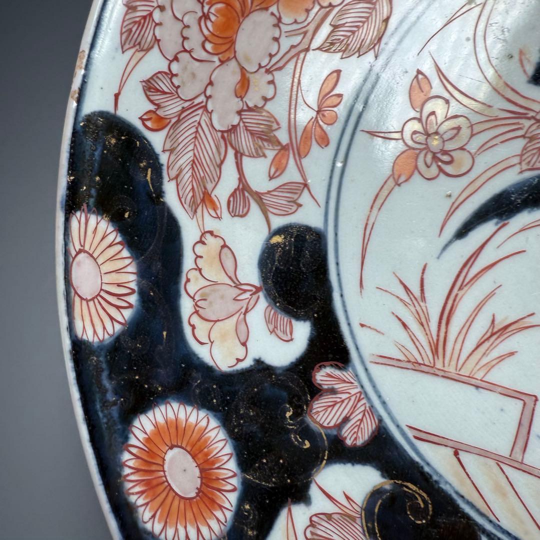 元禄伊万里　古伊万里　色絵菊花瓶文皿　約28cm　古美術　豪商旧蔵　圧倒的存在感