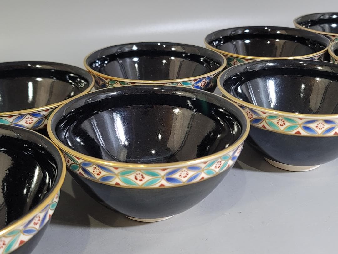 茶道具 天目七宝繋紋 数茶碗 平安紫雲造 共箱 DT614