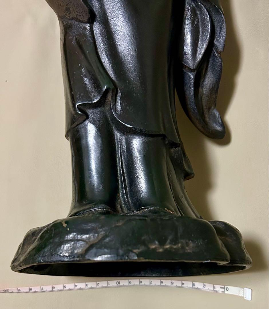 観音菩薩像 高さ約52cm 金属製 観音様 仏像 置物 インテリア