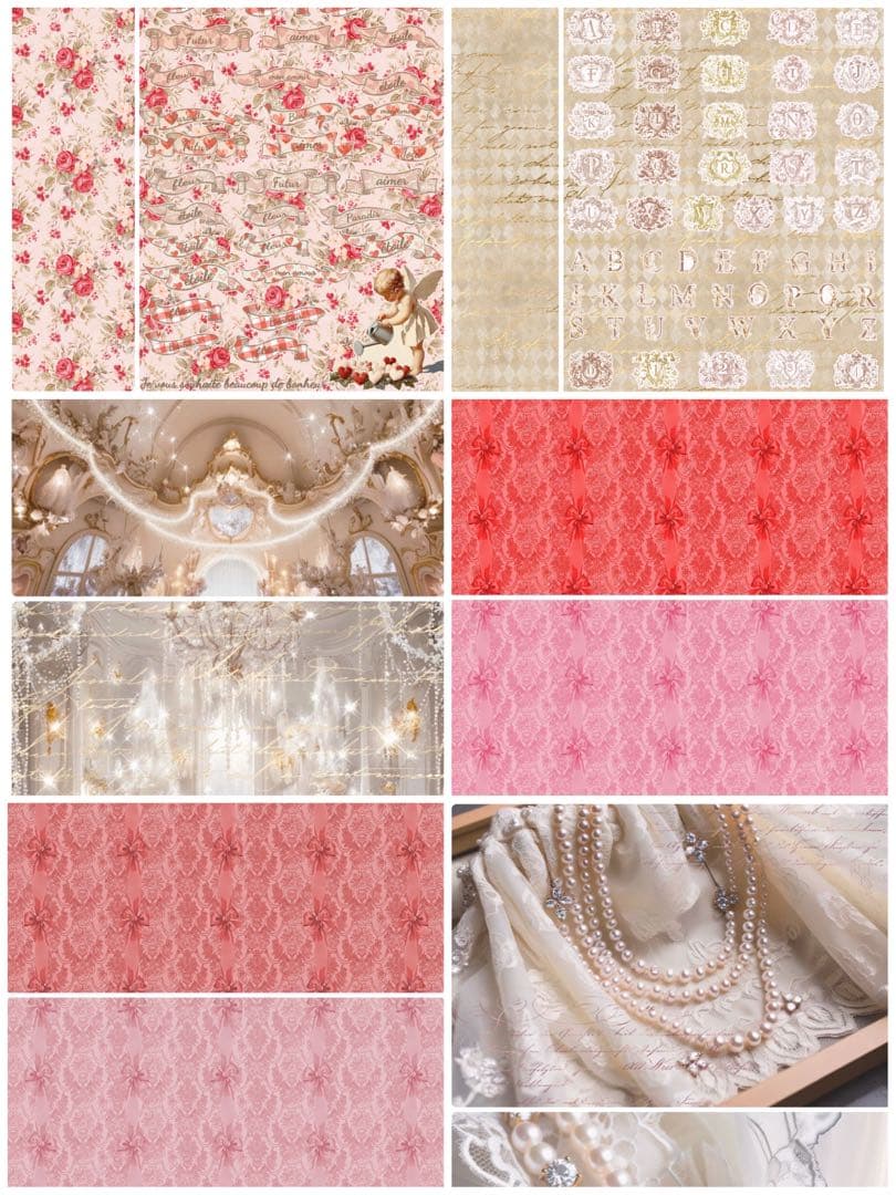 新作②ラブレター♡A4デザインペーパー　70枚♡バレンタイン　コラージュ　素材