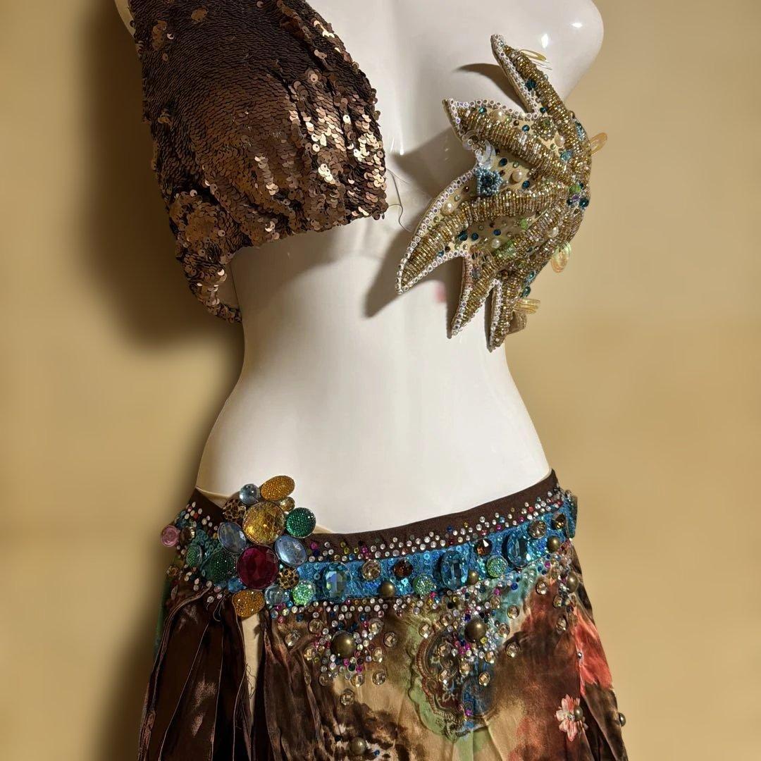 ベリーダンス セットアップ ブラウン マルチカラーEgypt set up