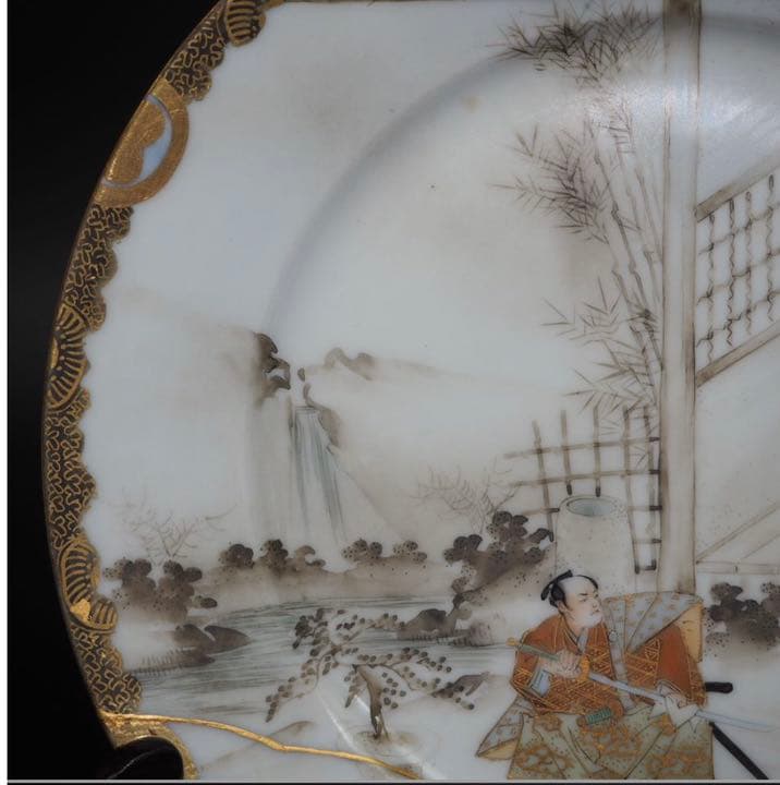 送料無料　大正時代『百田造』幻の横浜焼 忠臣蔵図皿 径18ｃｍ