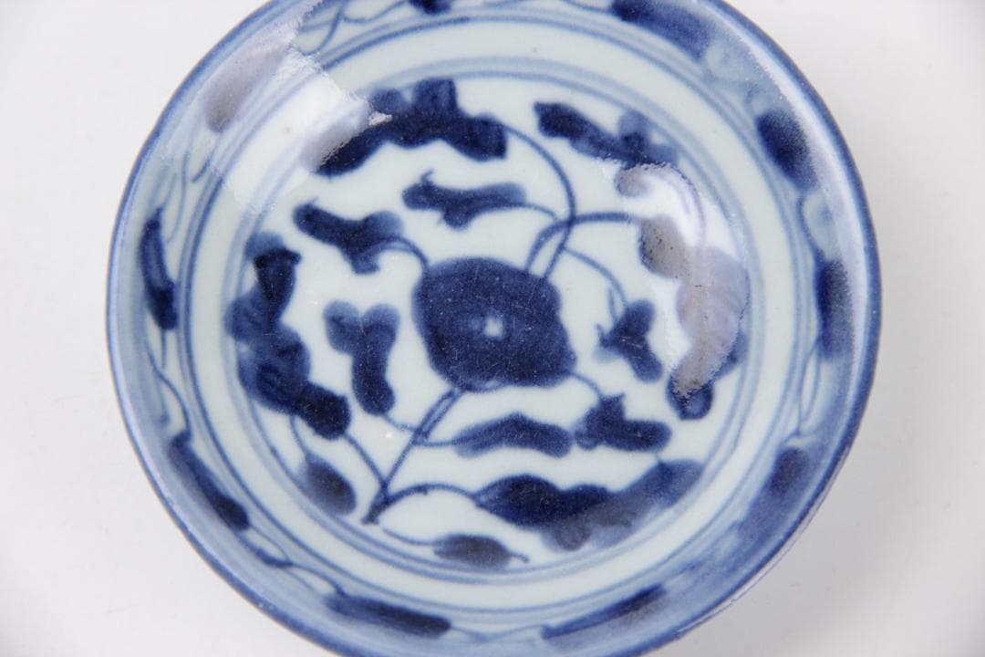 中国 安南 清時代 唐草紋樣青華染付 碗 盃　まとめ売6点 EY11-12