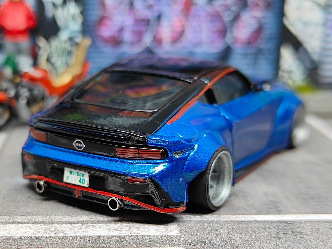 トミカ改造 フェアレディZニスモ オーバーフェンダー 青 深リムホットウィール