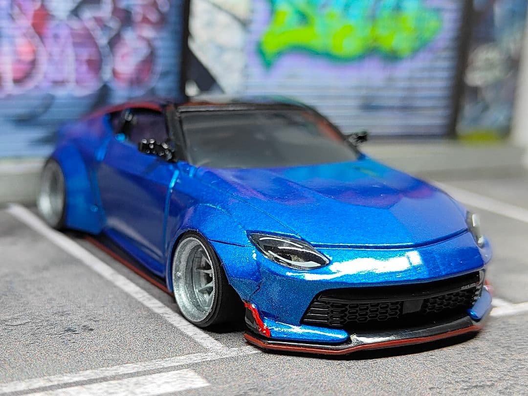 トミカ改造 フェアレディZニスモ オーバーフェンダー 青 深リムホットウィール