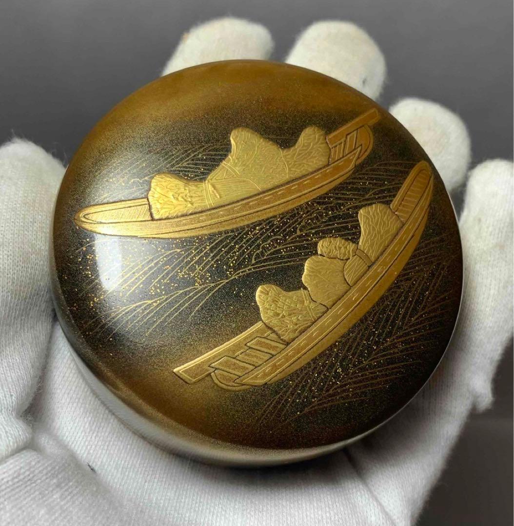 茶道具　芝舟蒔絵棗