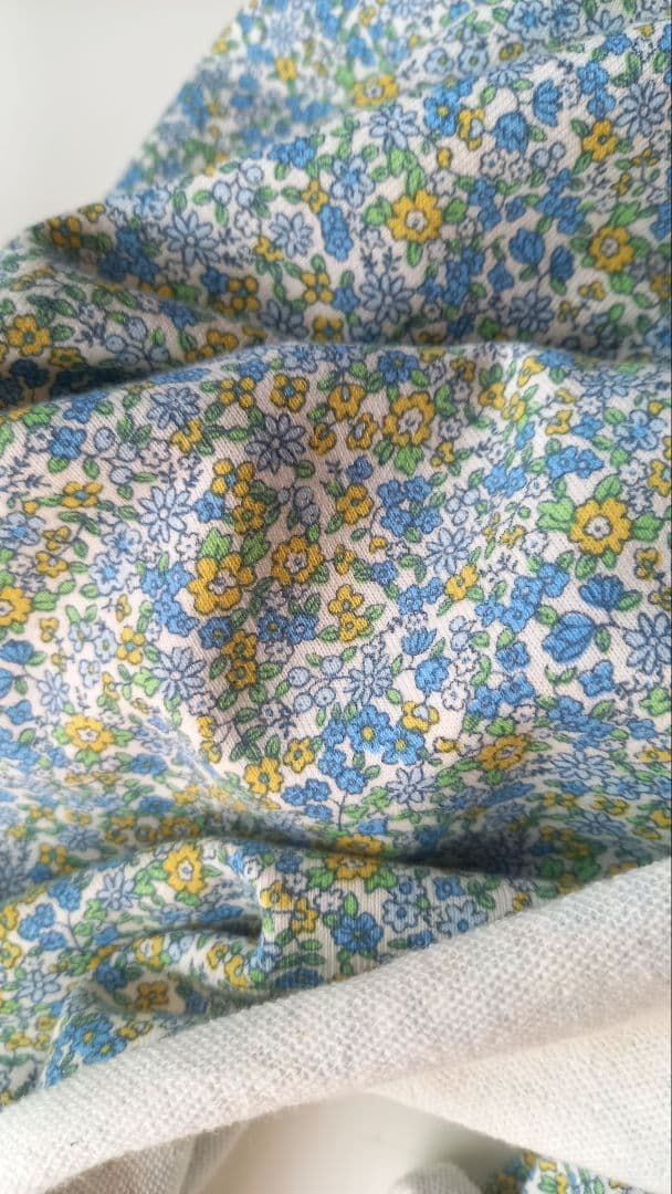 青系小花柄　　ミニ裏毛