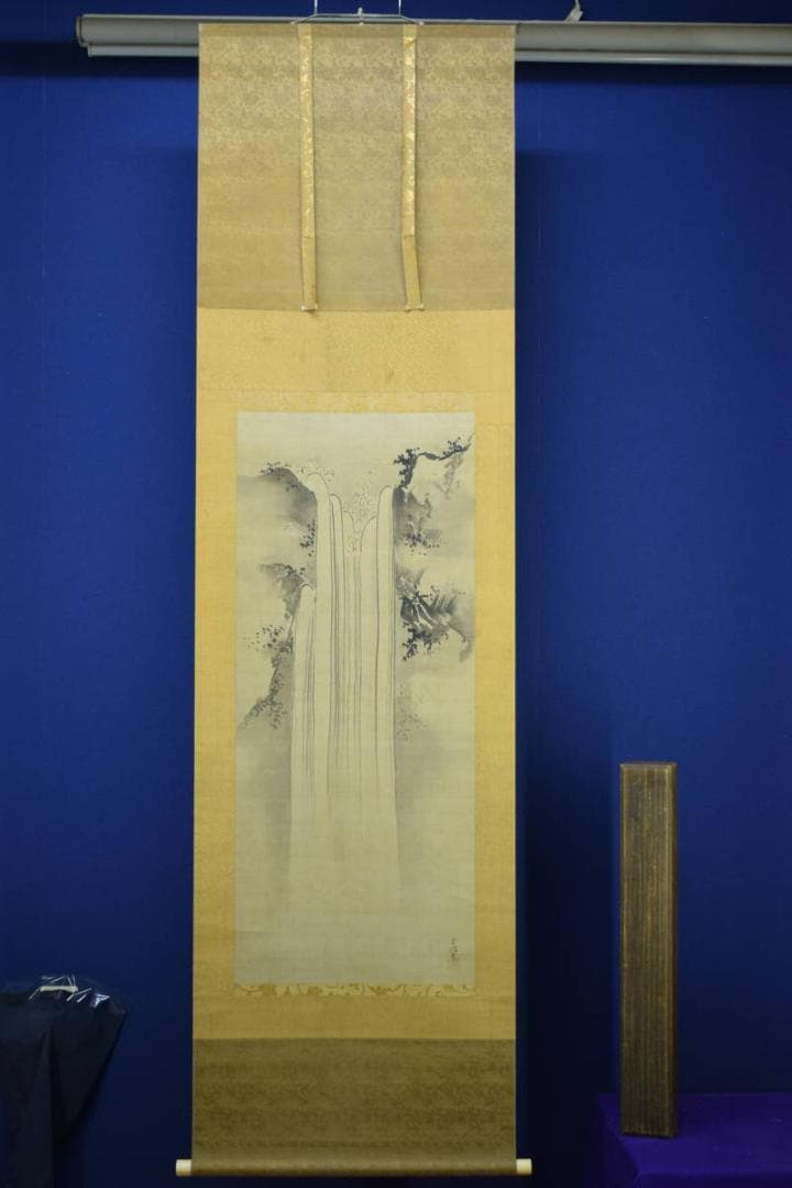 真作/狩野常信/瀑布図/布袋屋掛軸HG-618