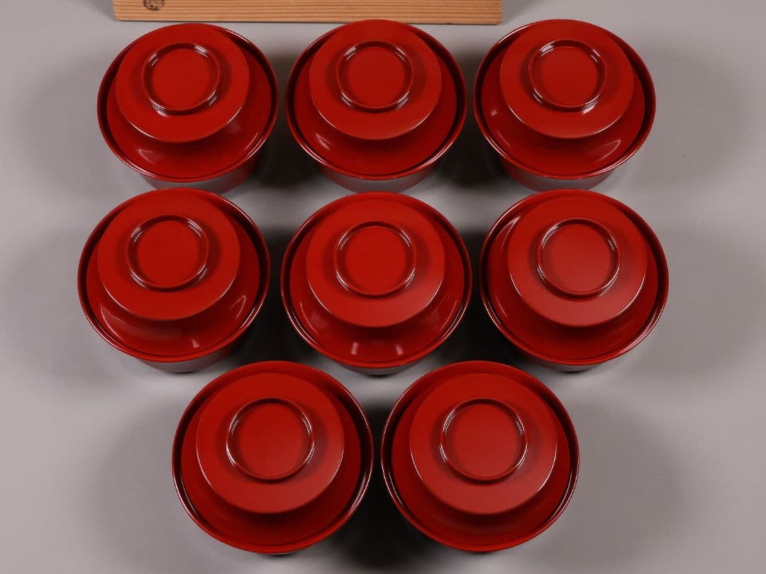 【CM284】魯山人塗師 遊部石斎 原叟好 うるみ 反椀 八客 木製漆器 茶懐石