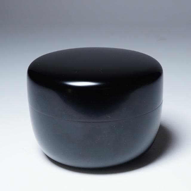 川端近左　黒平棗　共箱　二重箱　茶道具　漆器　薄茶器