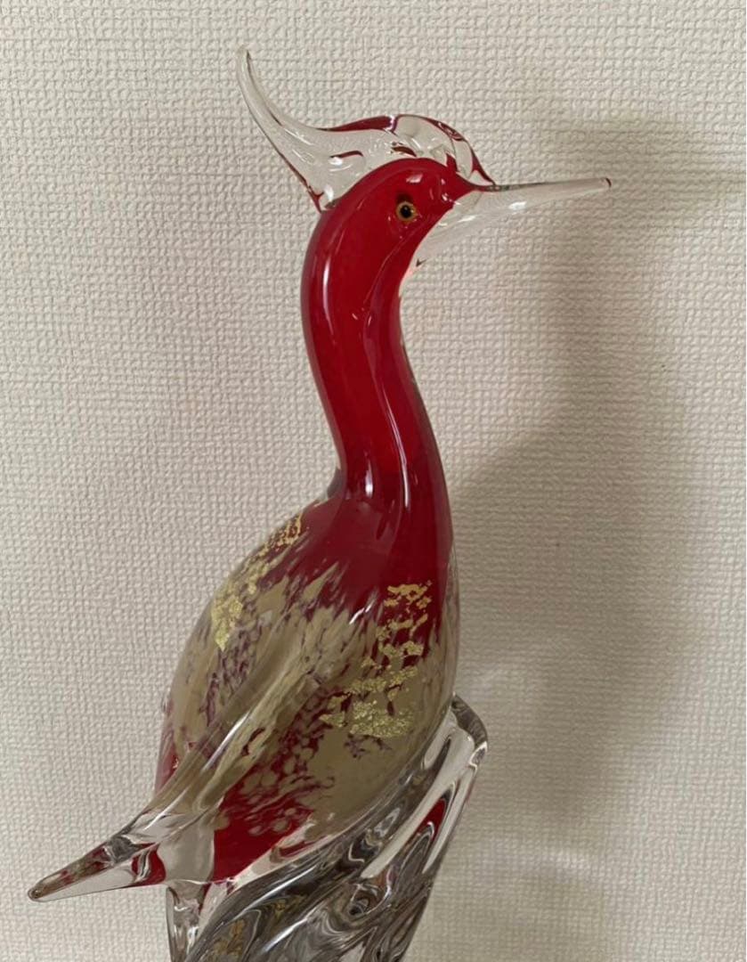 マルティグラすき家　鳥　置物 バード　ガラスオブジェインテリア　高さ48cm