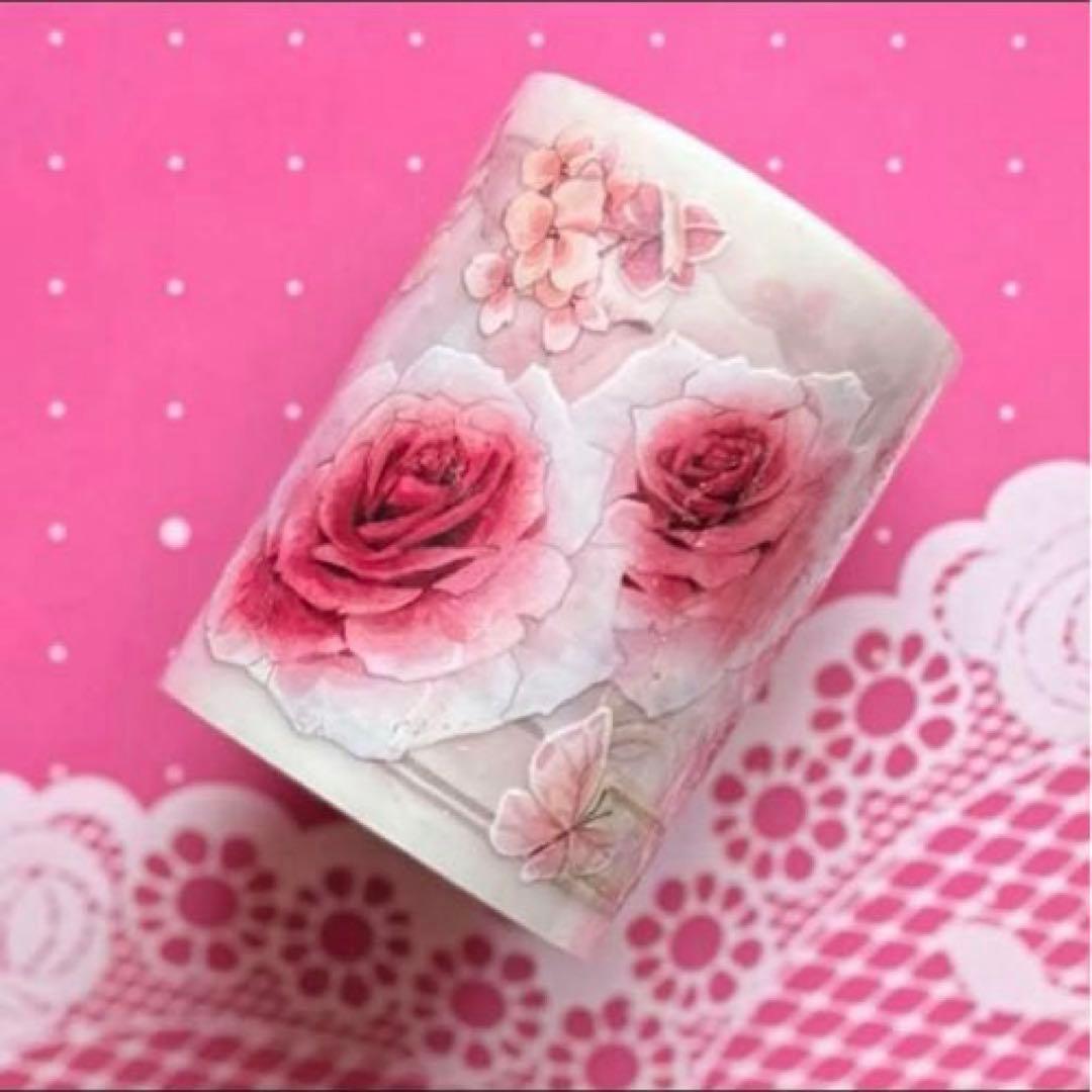 雾面PET5.5cm×5m 蔓染 海外マスキングテープ　海外マステ　花