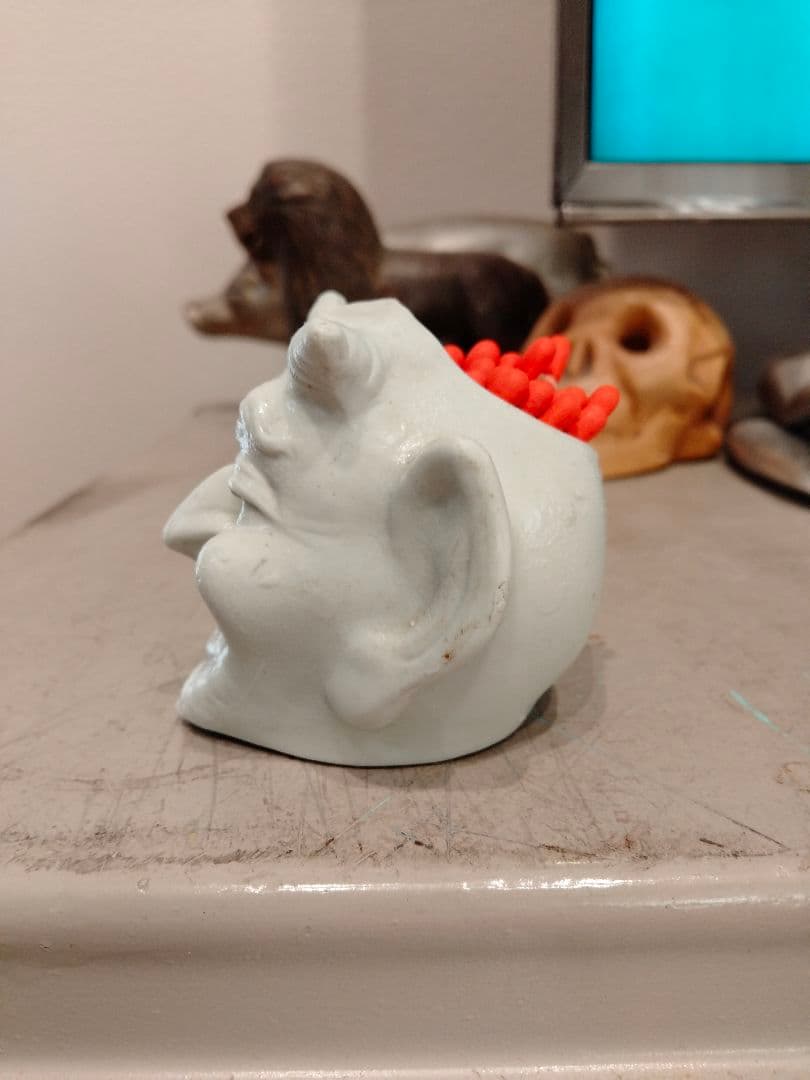 30s 40s ビンテージ デビル スカル マッチ ホルダー アンティーク