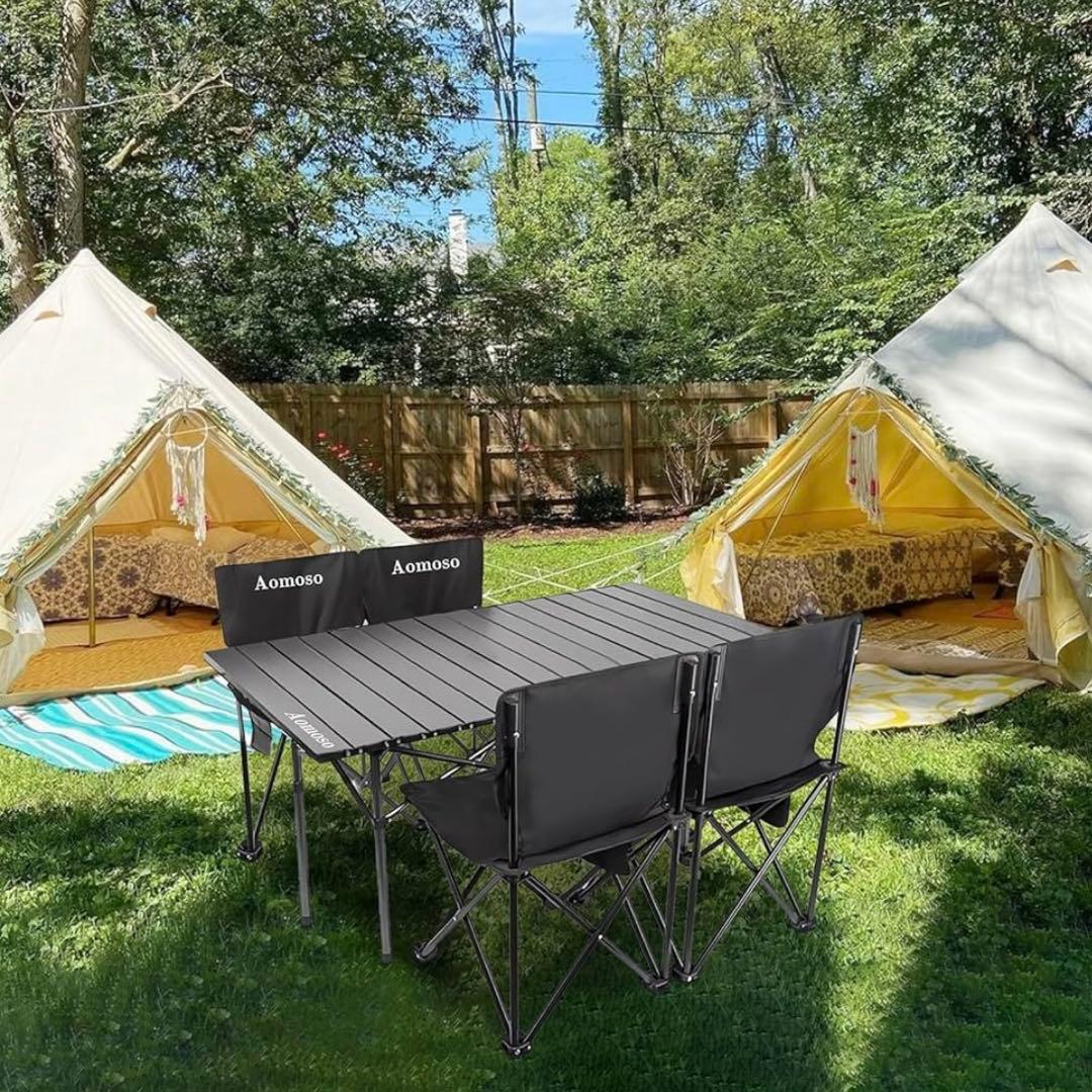 新品 アウトドアテーブル チェア 5点セット アルミ製 組立簡単 収納バッグ付き