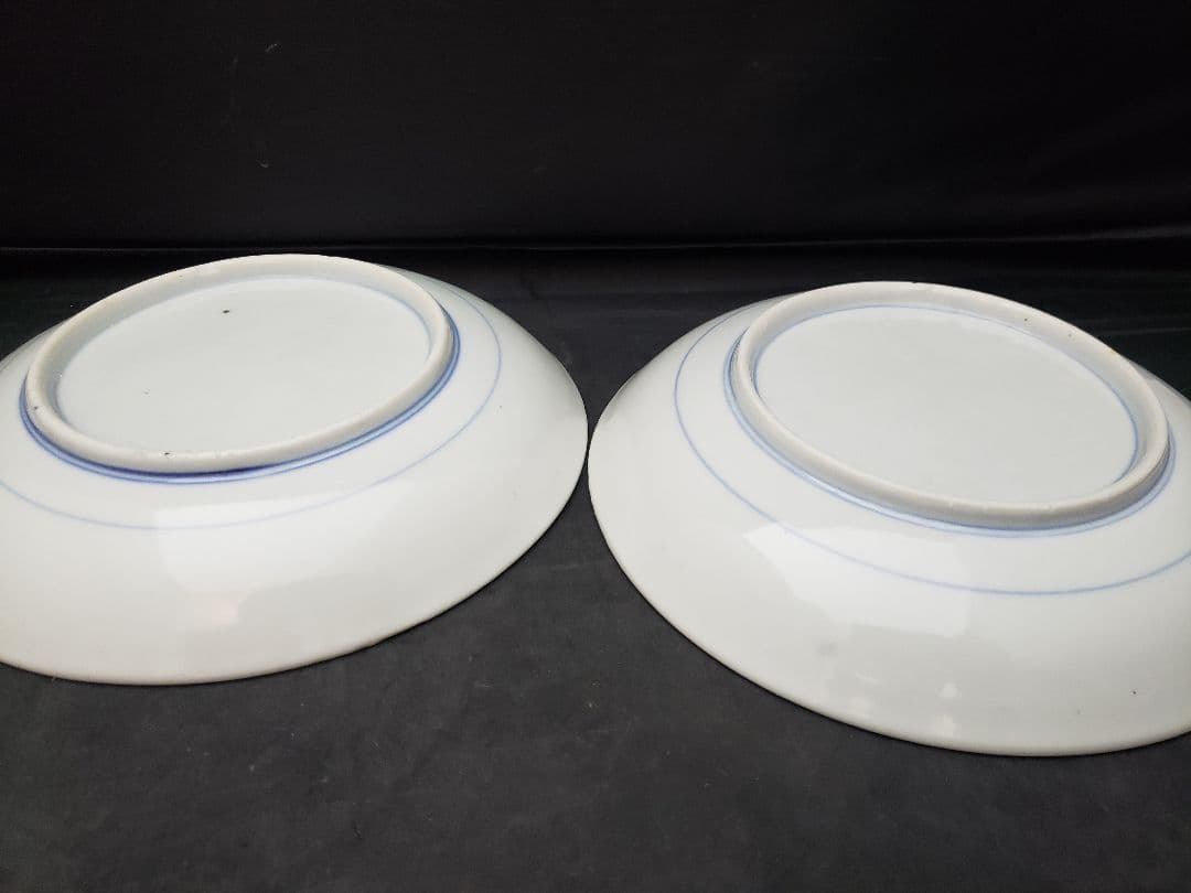 古伊万里　染付皿　5枚　富士山　三保の松原　アンティーク