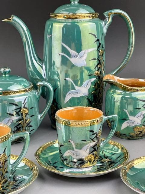 【希少】オールドニッポン ジュエル ティーセット ラスター彩 フライングスワン