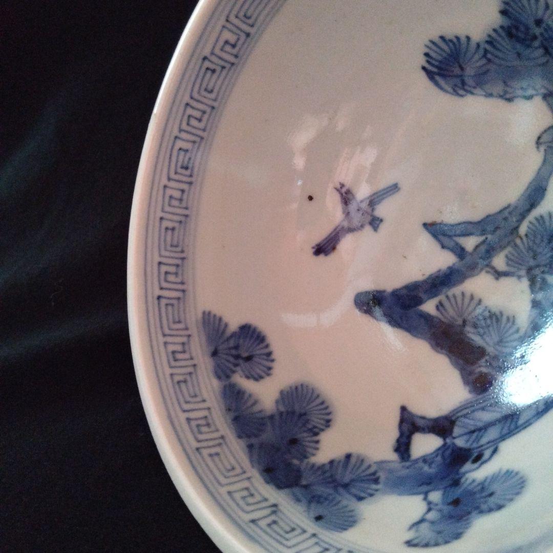 古伊万里染付松に鷹文盃洗