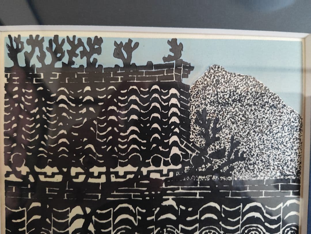 K. Terashima 木版画 「府内城」フレーム付き