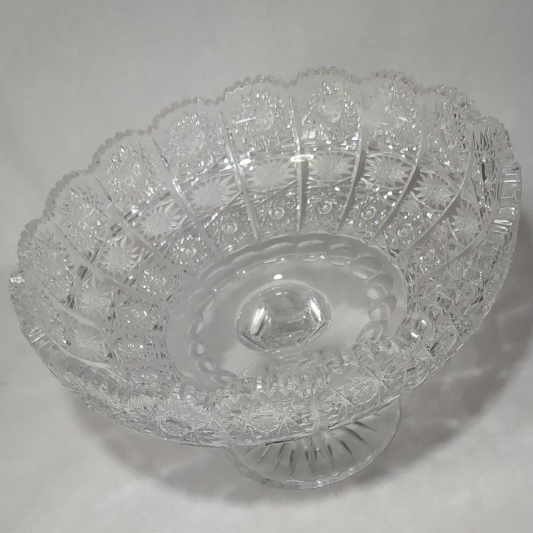 ボヘミアンクリスタル フルーツボウル コンポート クリスタルグラス 盛鉢 美品