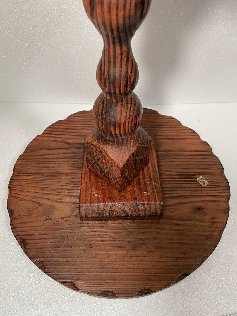 木製円形テーブル 猫型椅子 波型天板セット