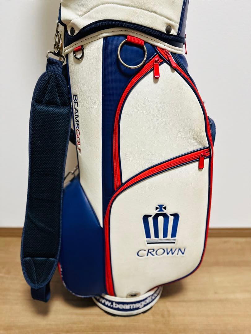 BEAMS GOLF キャディバッグ ホワイト/ネイビー/レッド